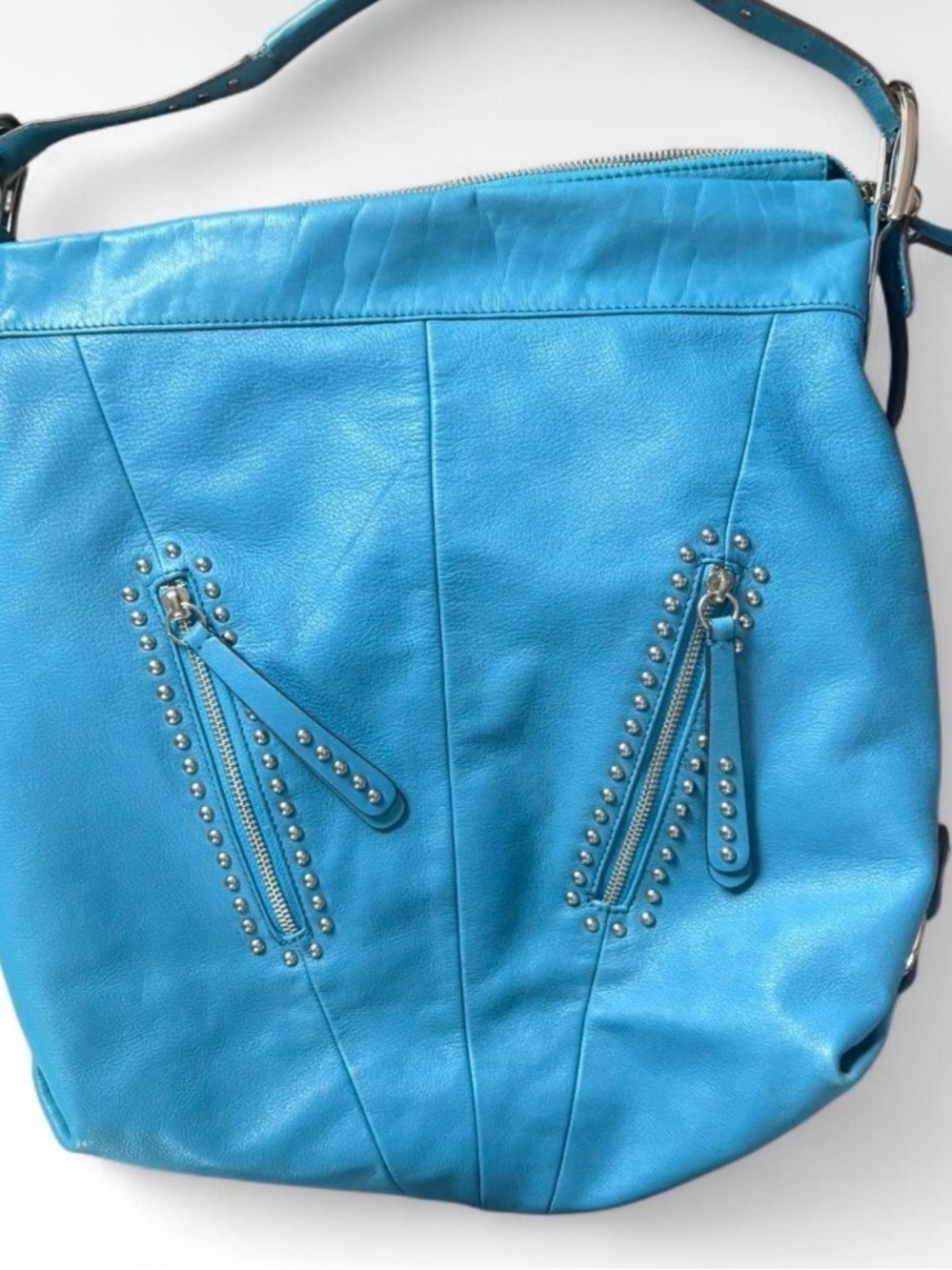 Turquoise Studded Shoulder Bag